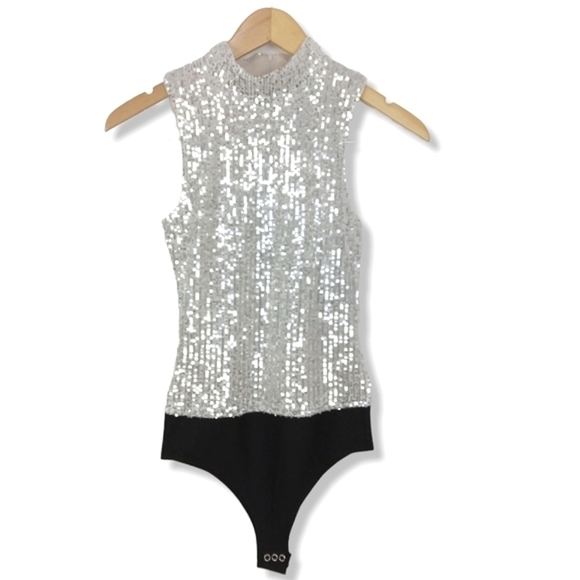 NWT 7 for all Mankind Sequin Bodysuit Size XS - Picture 2 of 7